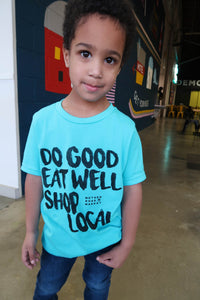 KIDS Do Good, Eat Well Shirt-Aqua, Short Sleeve
